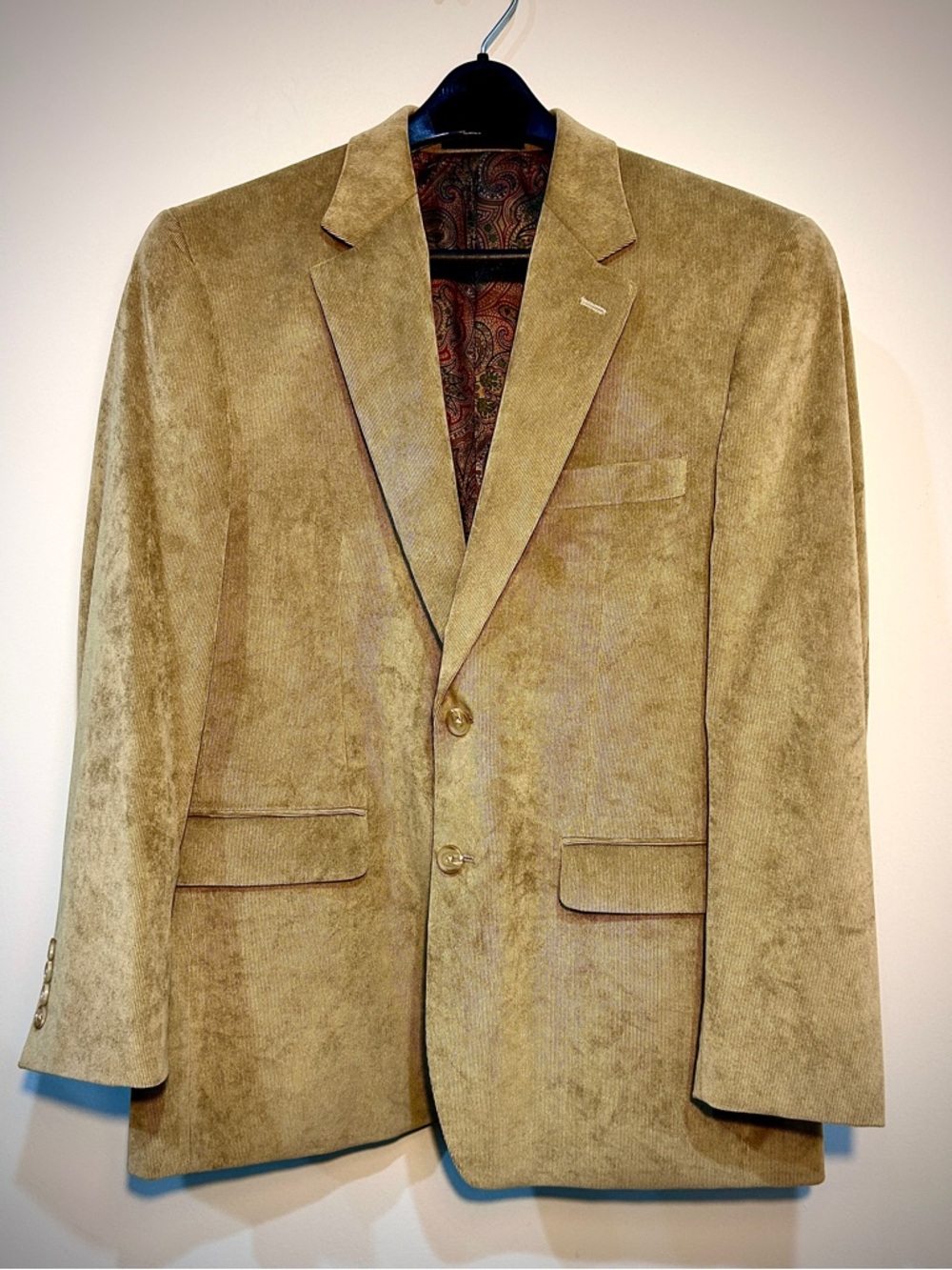 Ralph Lauren Tan Corduroy Blazer Sport Coat - 40S - Paisley Lining